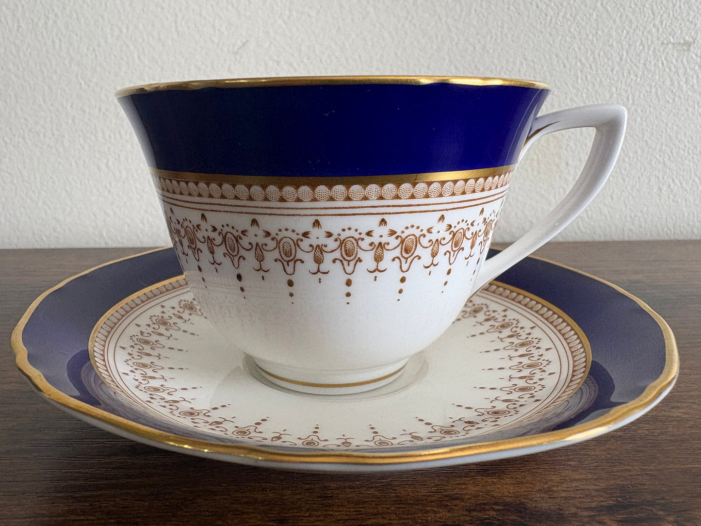 Vintage Royal Worcester Regency Blue Cup & Saucer