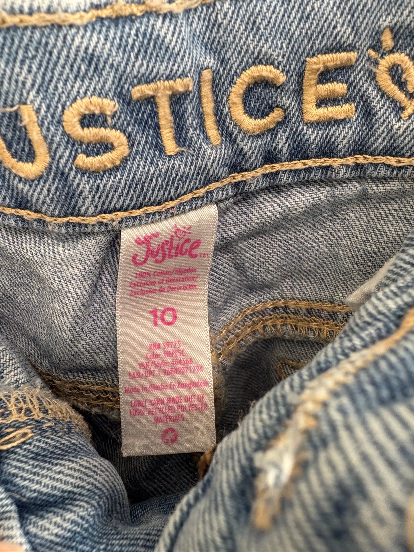 Girl's Justice Heart Peace Print Groovy Love Wide Legged Jean - Size 10