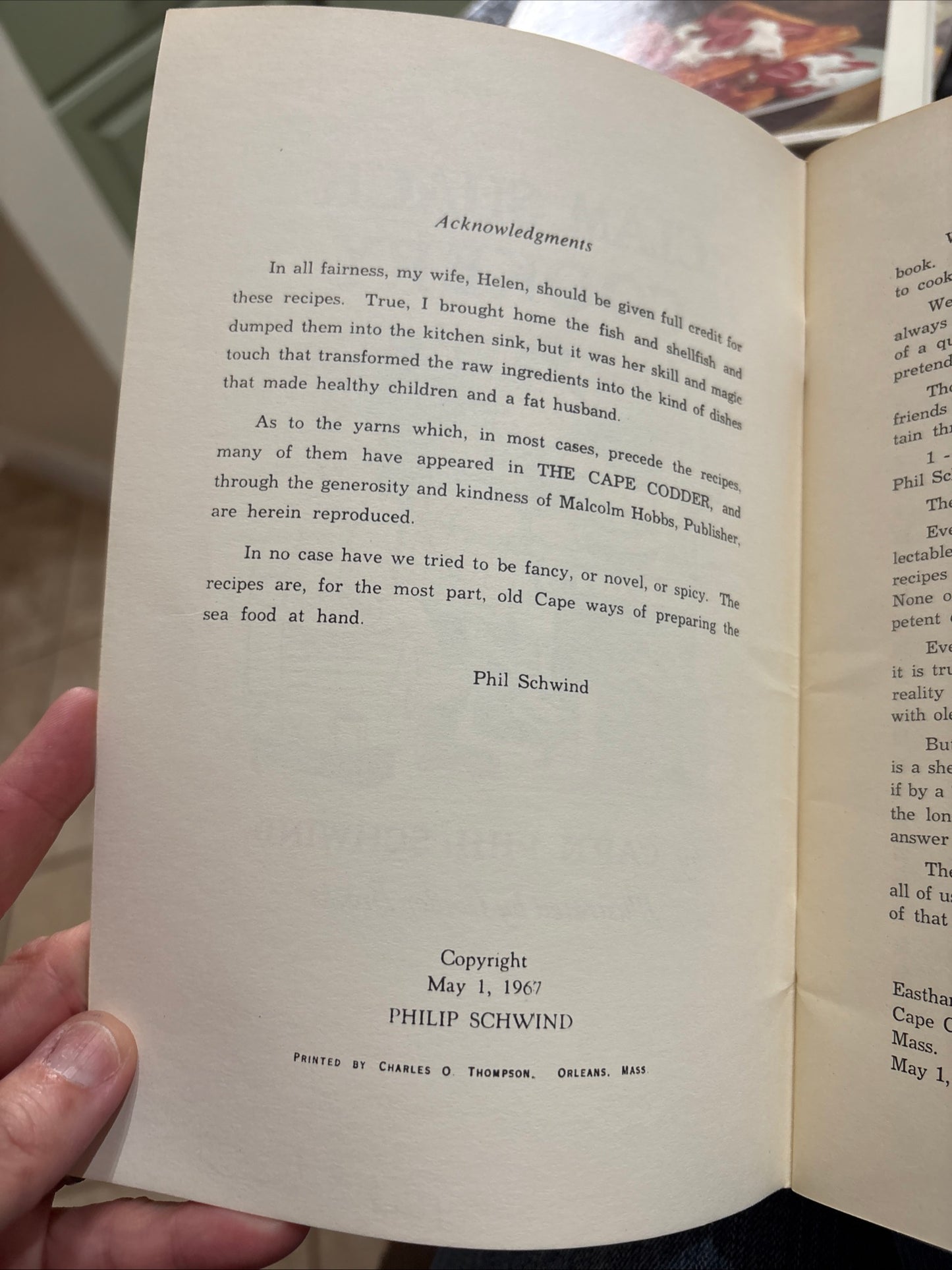 Cook Book: Clam Shack Cookery, 1967, Signed with Autograph, Soft Cover
