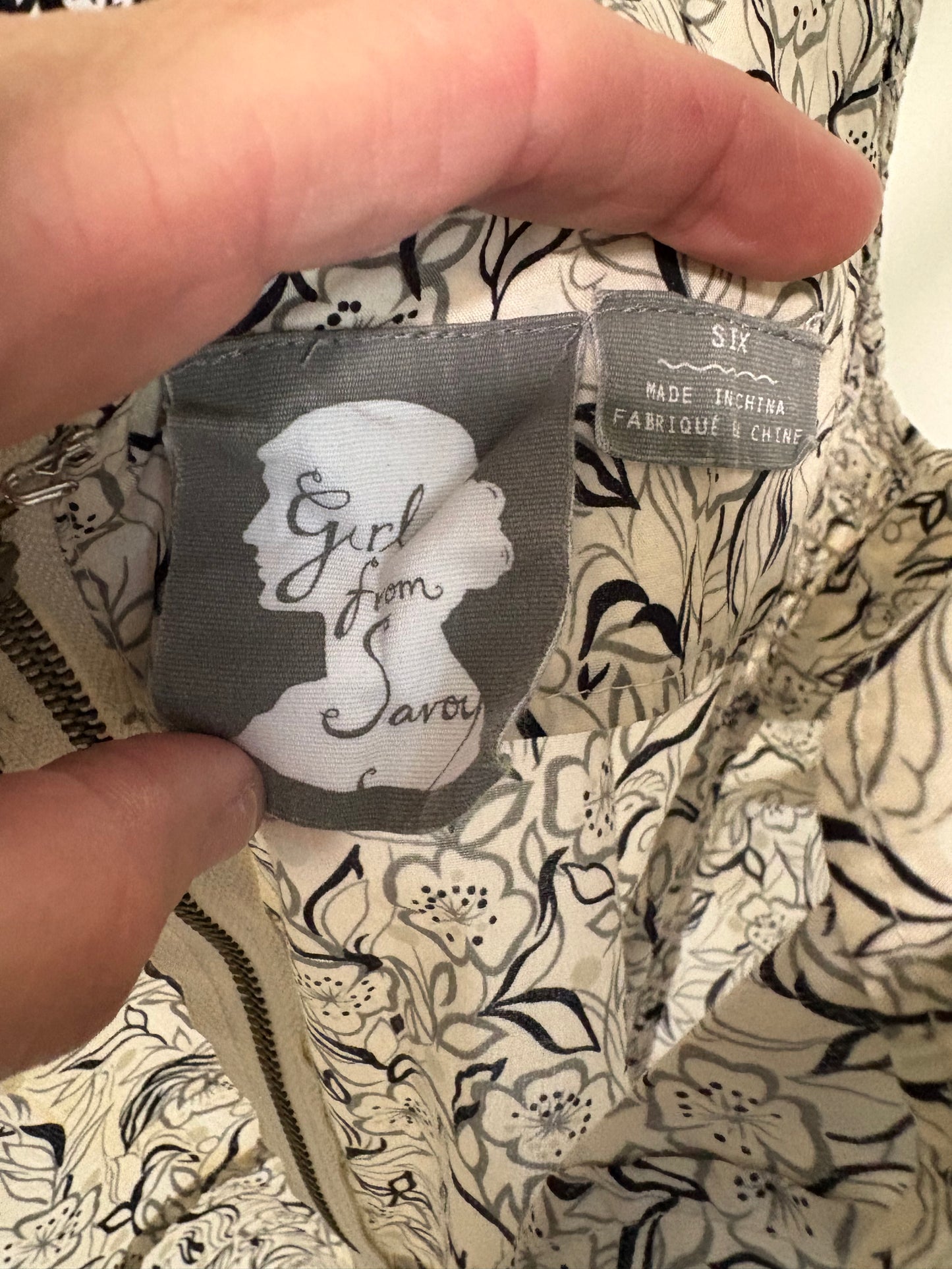 Women's GIRLS FROM SAVOY Anthropologie Black/cream Floral Sleeveless Halter Top - Size 6