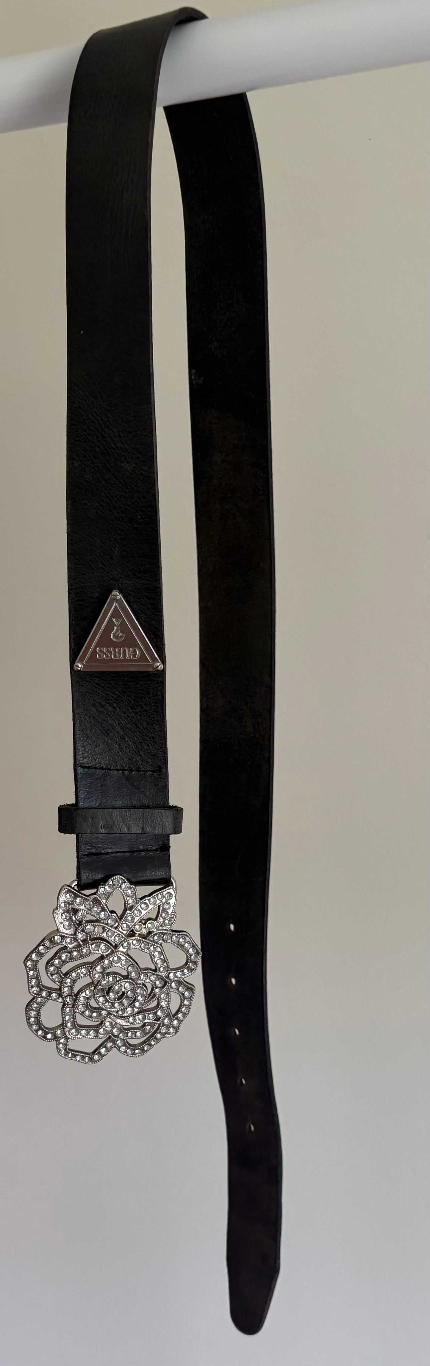 Women's Belt GUESS Black with Rhinestone Rose - Size Small