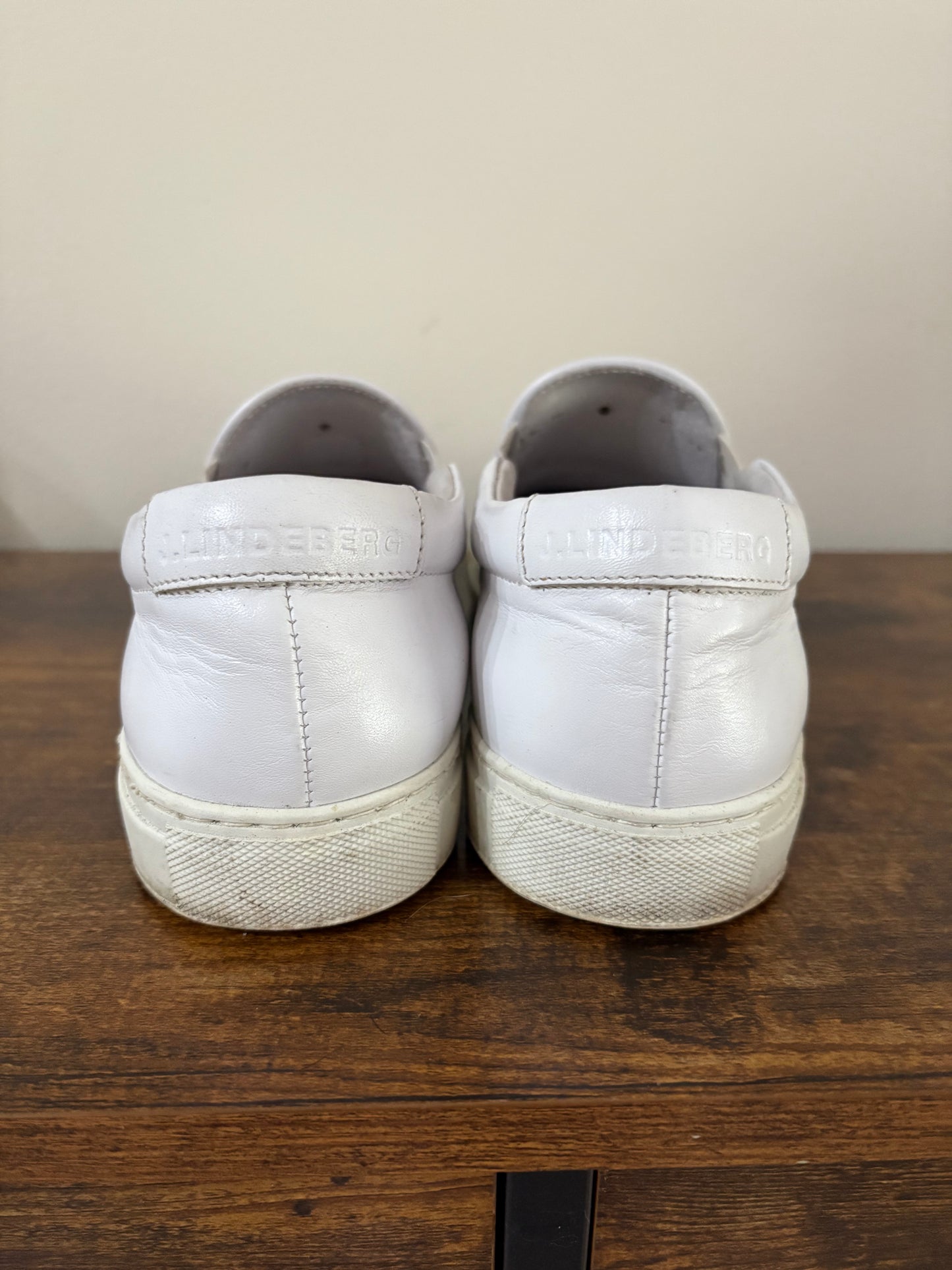 Men's J. Lindeberg Leather Slip-on Shoes, White - Size 9