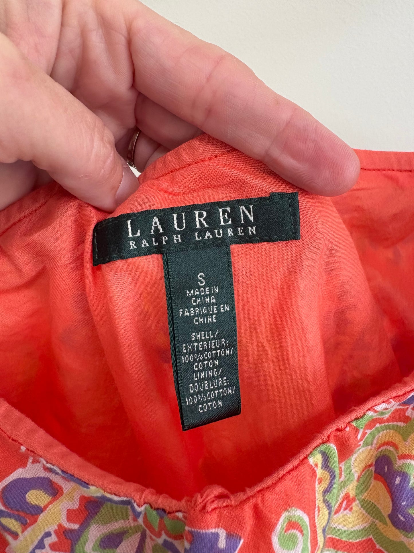 Women's Lauren Ralph Lauren Long Peasant Skirt Orange Paisley - Size Small
