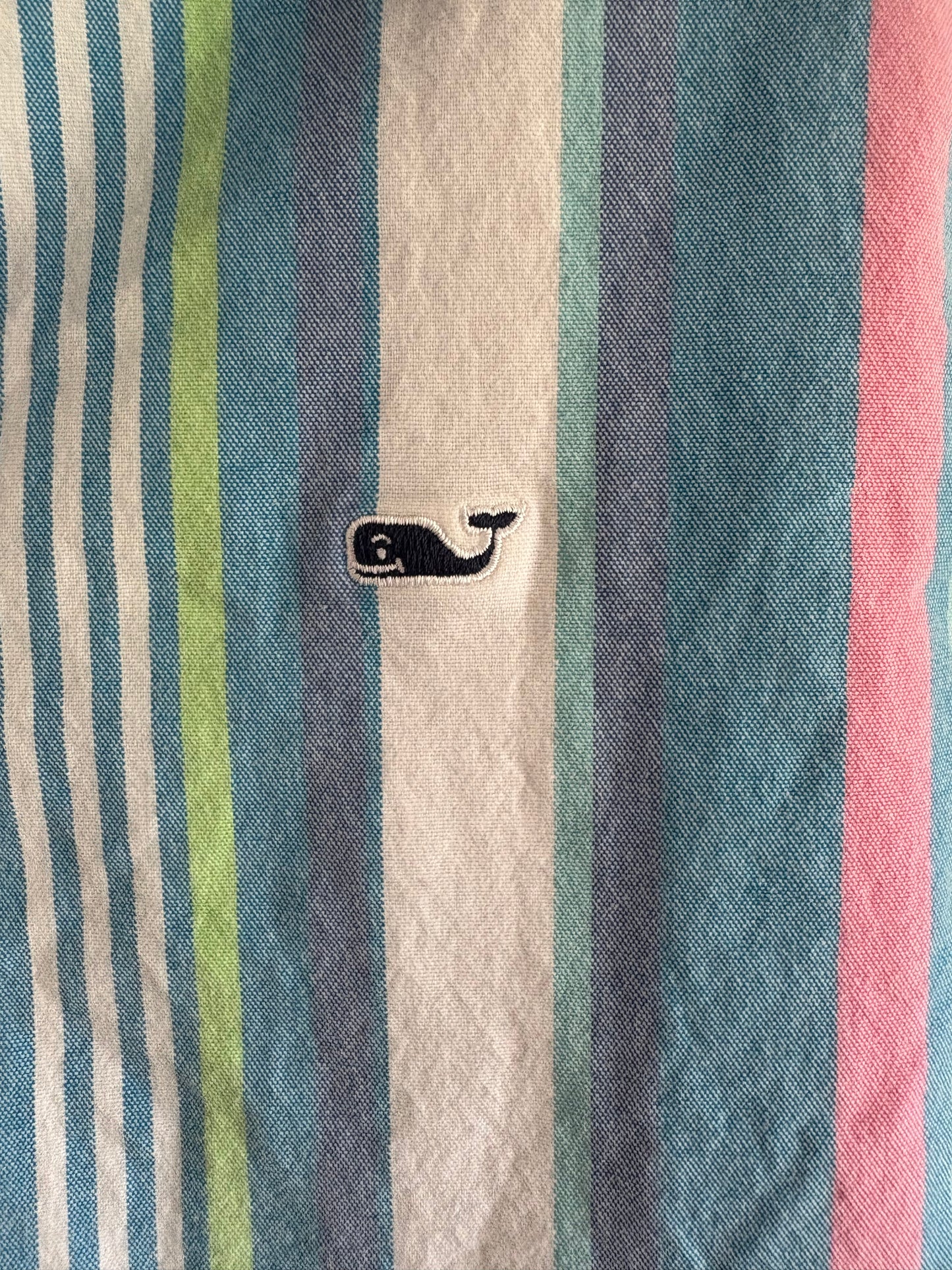Men's Vineyard Vines Classic Fit Short Sleeve Button Up Shirt, Pastel Multi Striped - Size XL