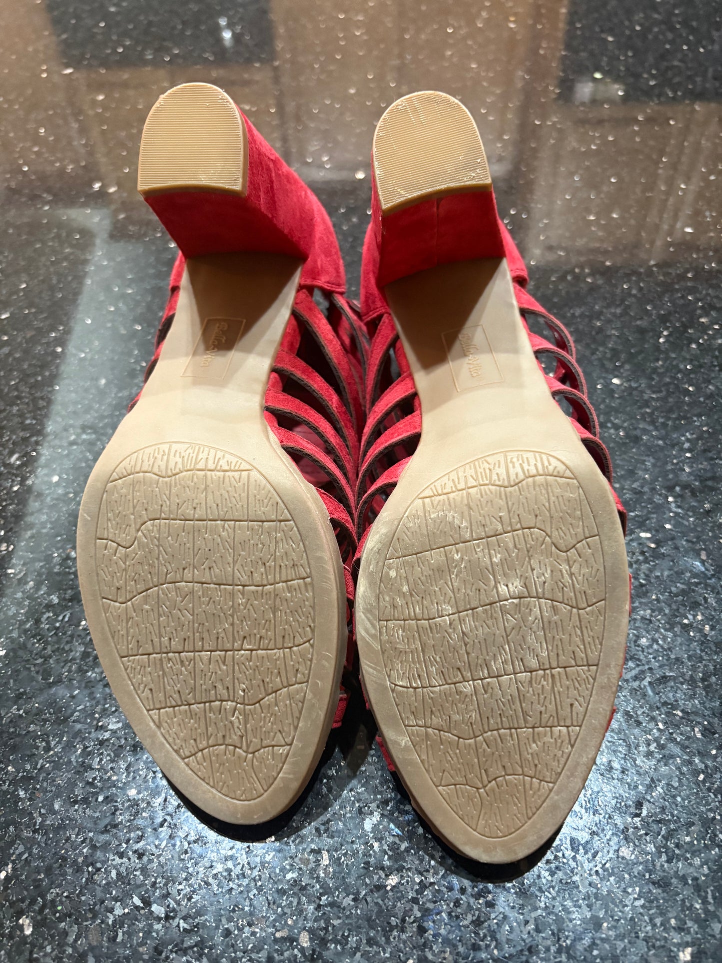 Women’s Bella Vita Maise, Red, Block Heel, Caged Sandal - Size 9.5