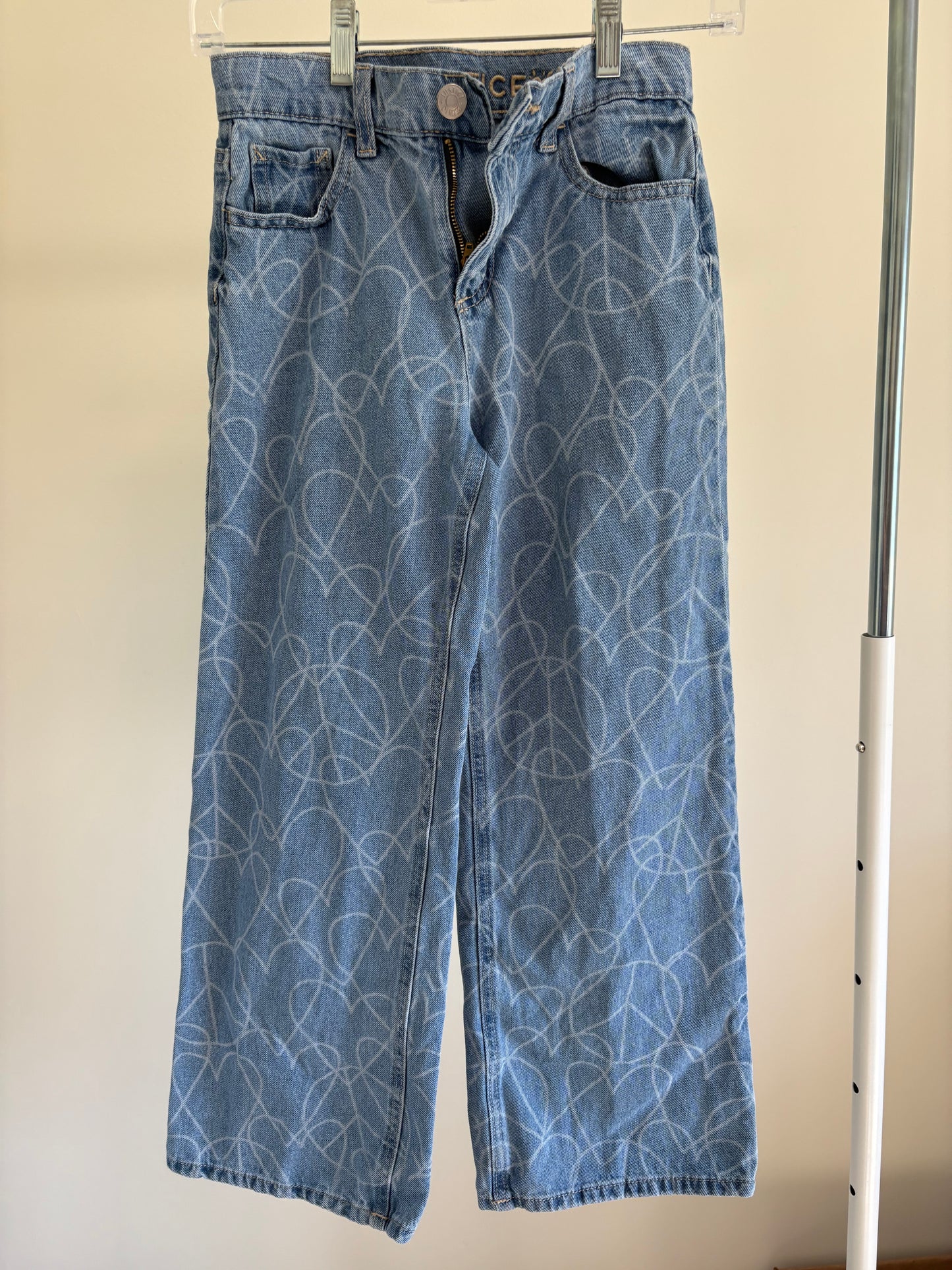 Girl's Justice Heart Peace Print Groovy Love Wide Legged Jean - Size 10