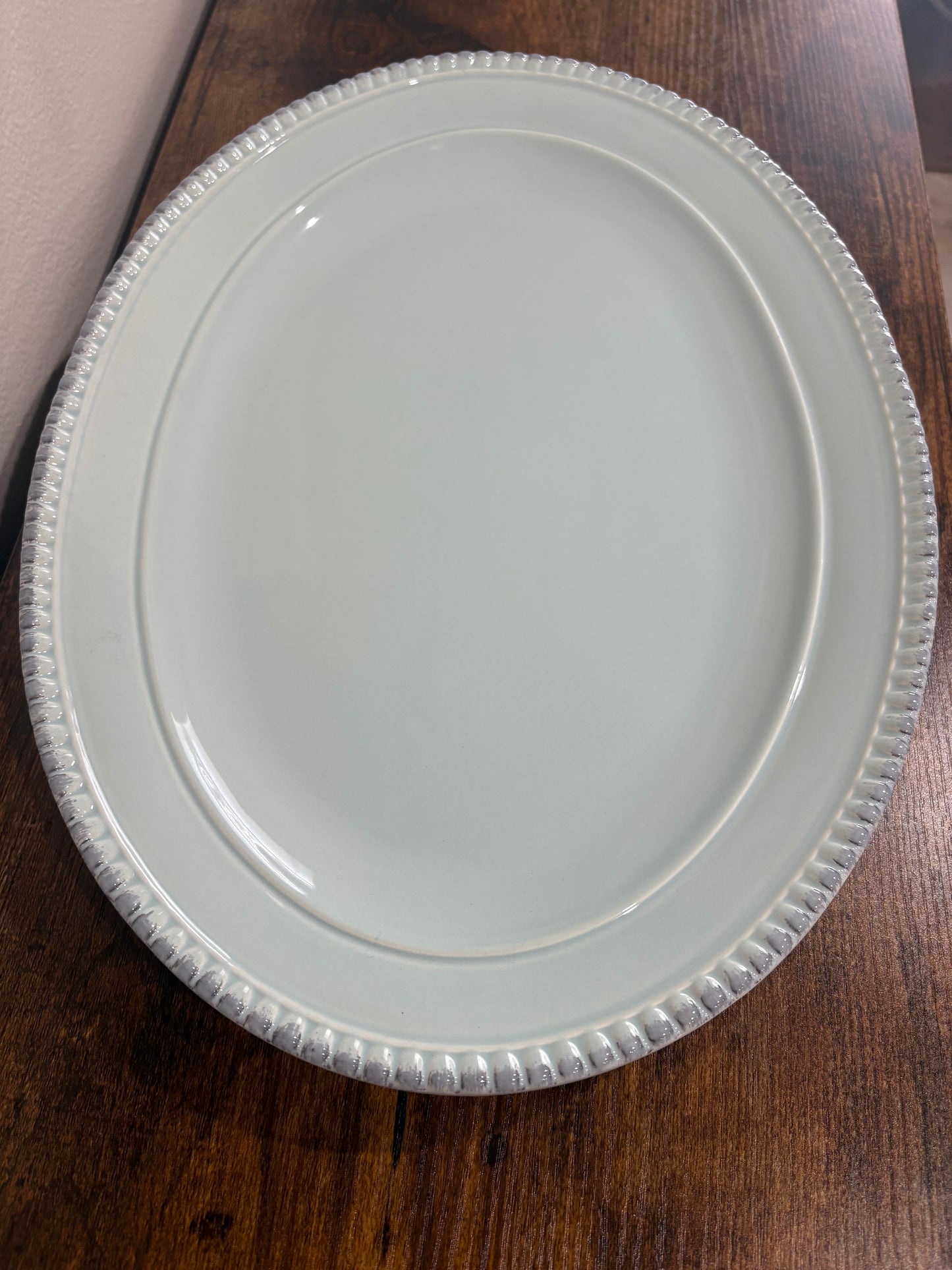 Destinos Large Oval Platter, Light Aqua Blue - Made in Portugal