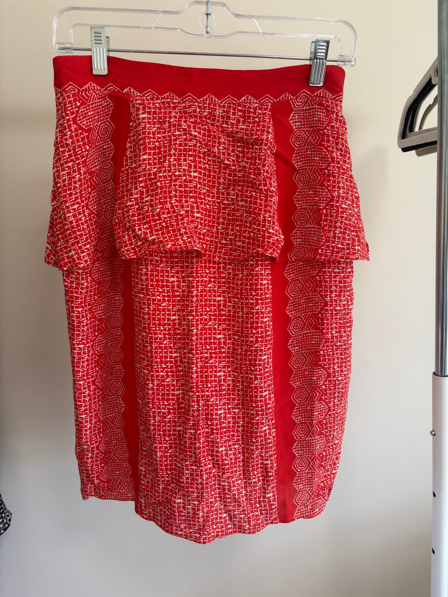 Women's Plenty Tracy Reese Anthropologie, Orange White Mod Peplum Pencil Skirt - Size 4