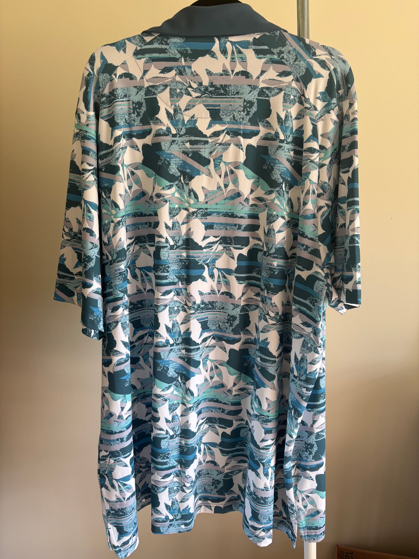 Men's Callaway Opti-Dri Golf Shirt, Blue Teal & White, UPF 50, Stretch -Size 2XLT Tall 2XL XXL