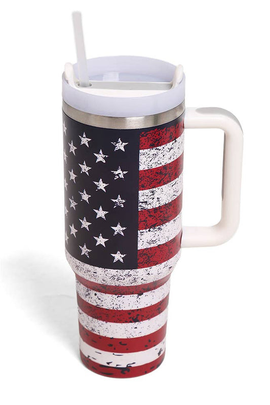 40oz American Flag Tumbler with Handle