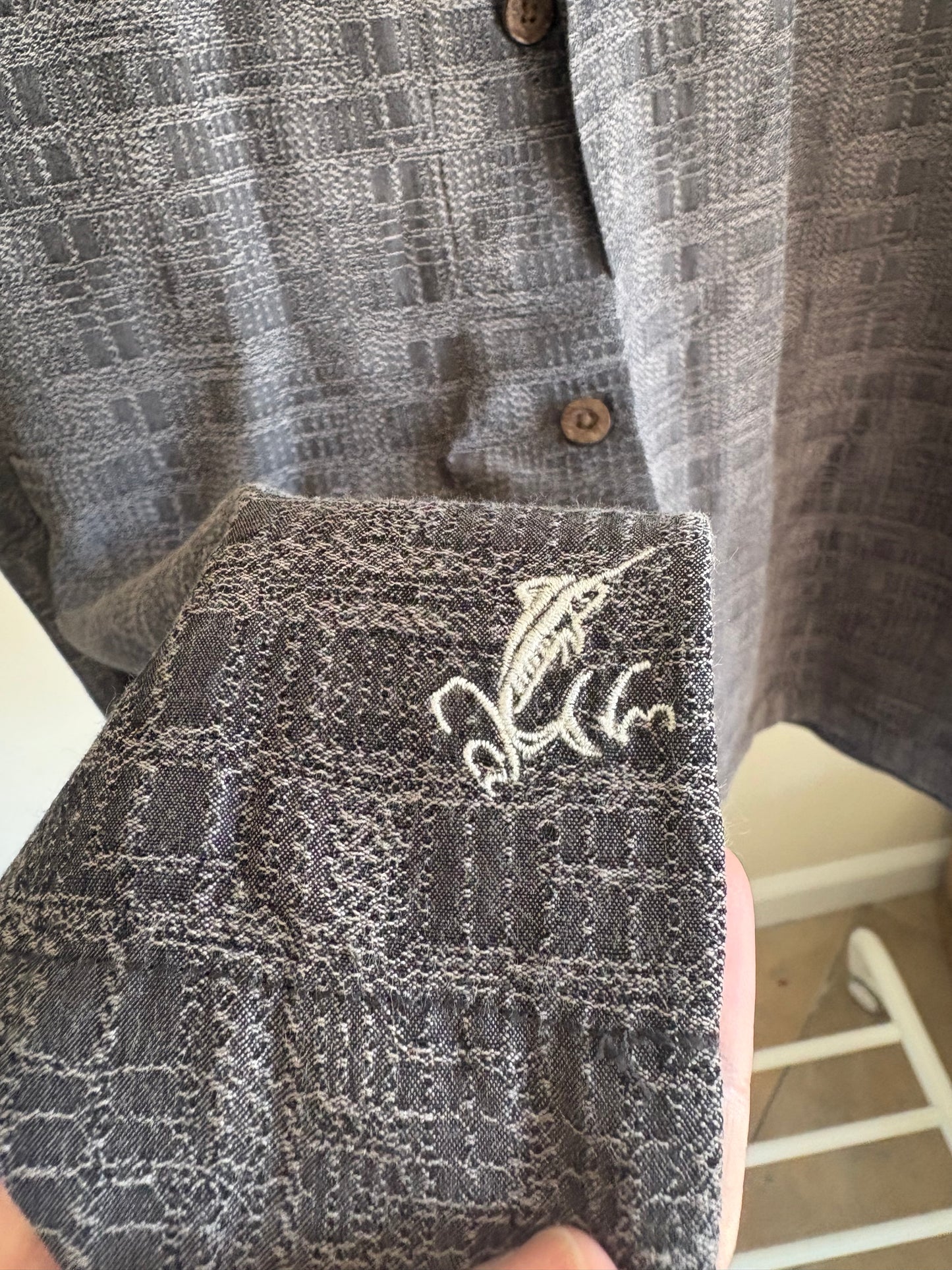 Men's Tommy Bahama Shirt, Silk & Cotton, Button down, Heather Gray - Size XXL 2X