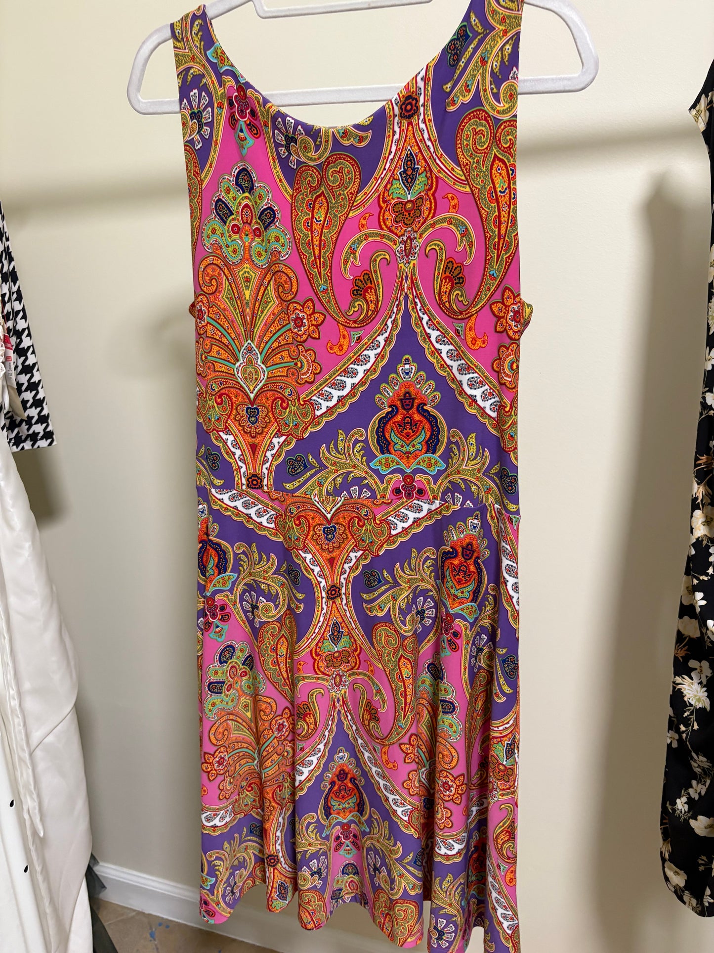 Women's Lauren Ralph Lauren Petites Faux Wrap Dress, Sleeveless, Paisley - Size Petite Large PL