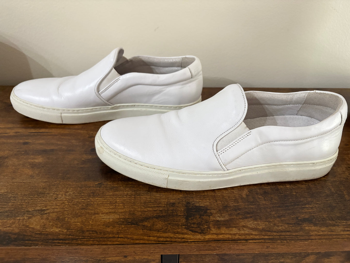 Men's J. Lindeberg Leather Slip-on Shoes, White - Size 9