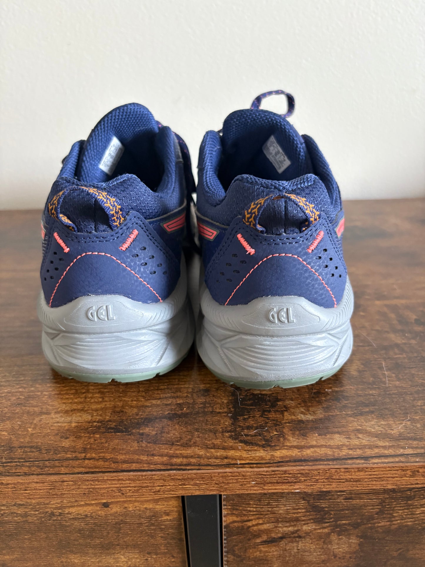 Women's Asics GEL- Venture 9 Running Shoe, Indigo Blue and Papaya, Size 7W