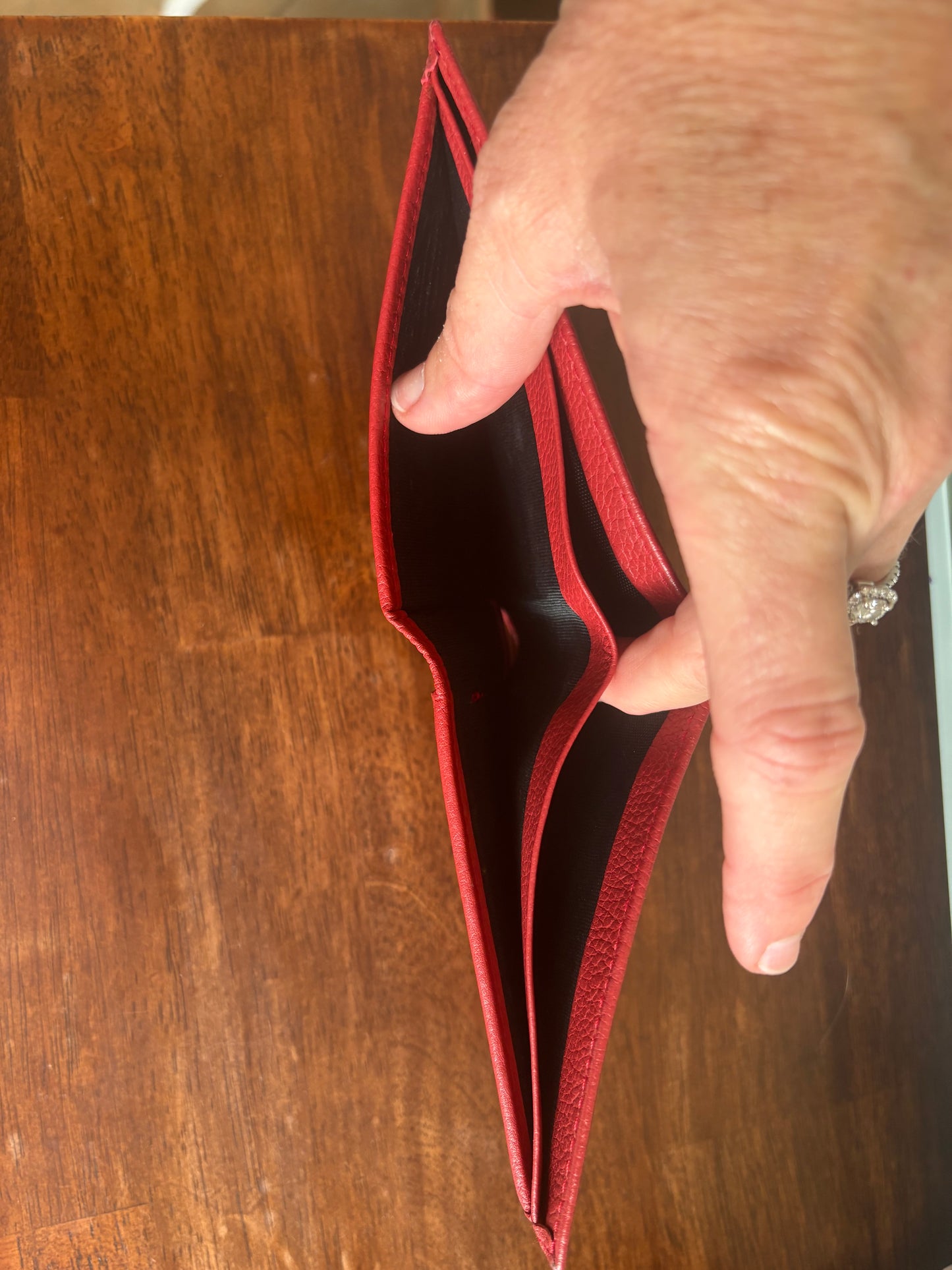 Rolex Bi-Fold Wallet Card Holder -Authentic - Red Genuine Leather