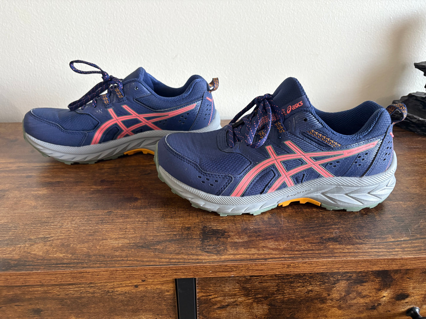 Women's Asics GEL- Venture 9 Running Shoe, Indigo Blue and Papaya, Size 7W