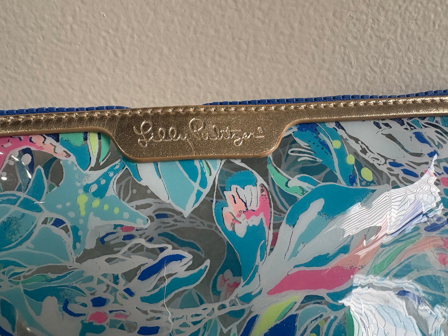 Lilly Pulitzer PVC Breezy pool tote with matching pouch (2pc) - Bennet Blue Celestial Sea
