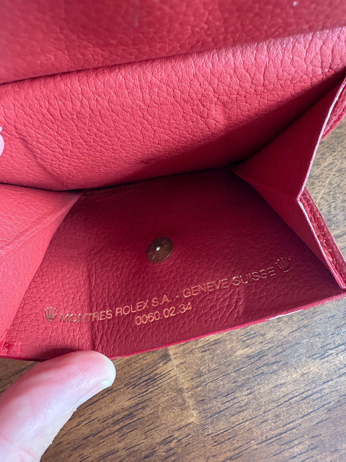 Rolex Bi-Fold Wallet Card Holder -Authentic - Red Genuine Leather