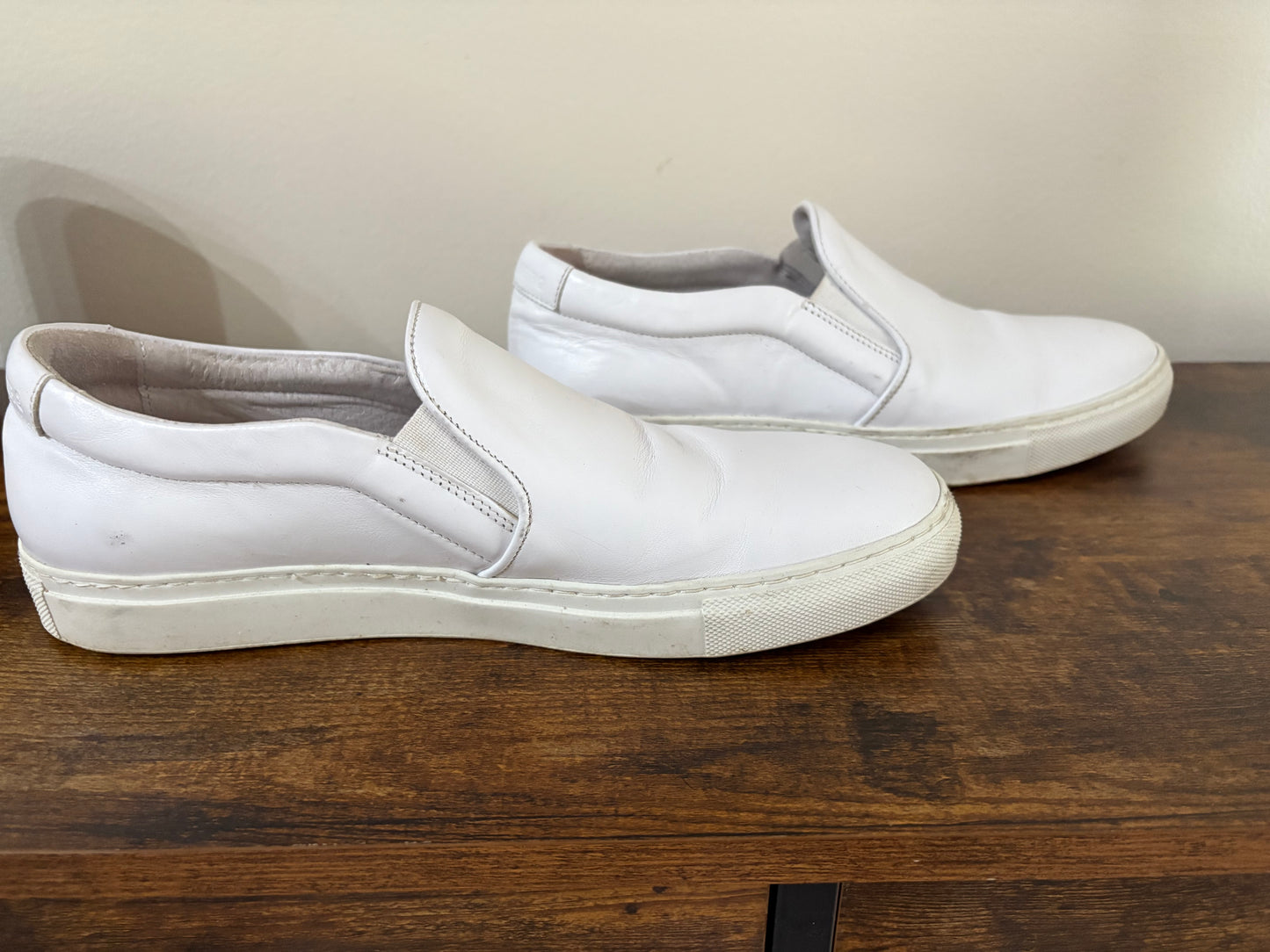 Men's J. Lindeberg Leather Slip-on Shoes, White - Size 9