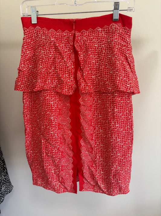 Women's Plenty Tracy Reese Anthropologie, Orange White Mod Peplum Pencil Skirt - Size 4