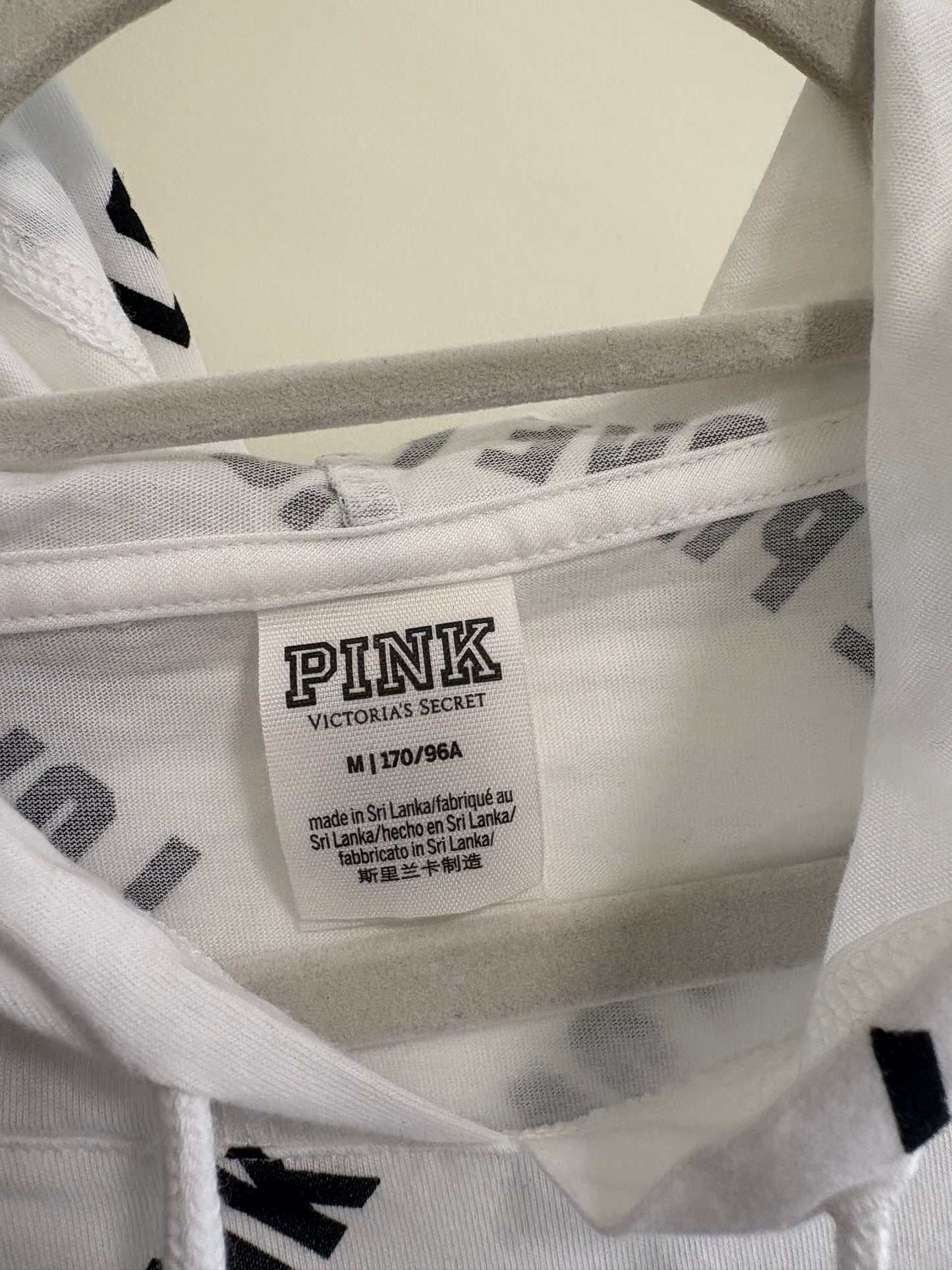 Women's Love PINK Victoria's Secret White Long Sleeve Perfect Hoodie, pullover - Size M