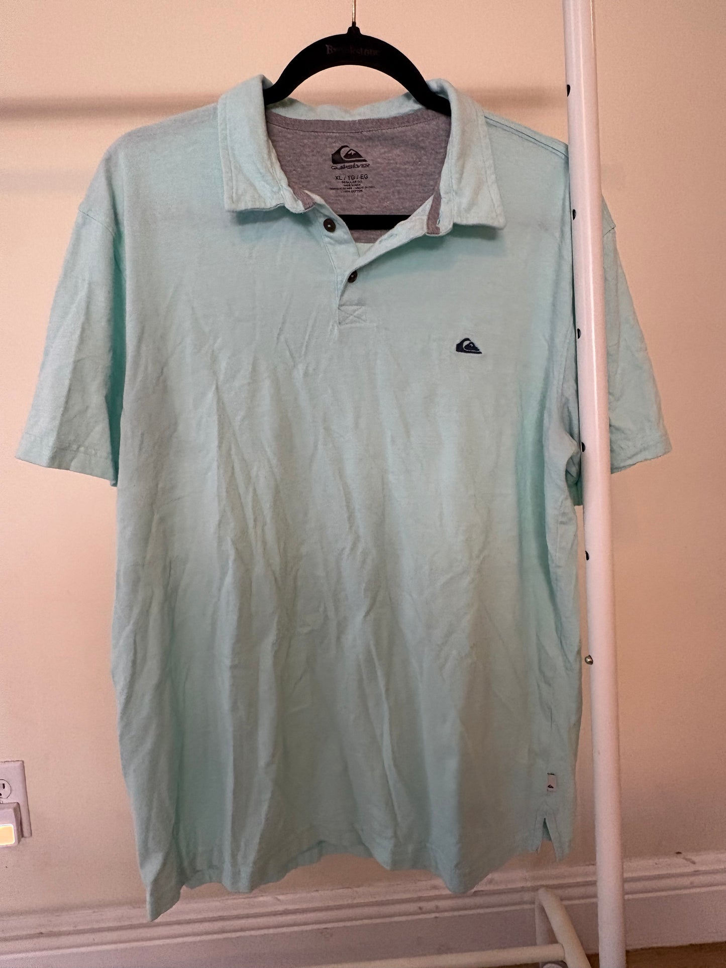 Men's Quiksilver Blue Aqua Teal Blue Polo Shirt Extra Large XL