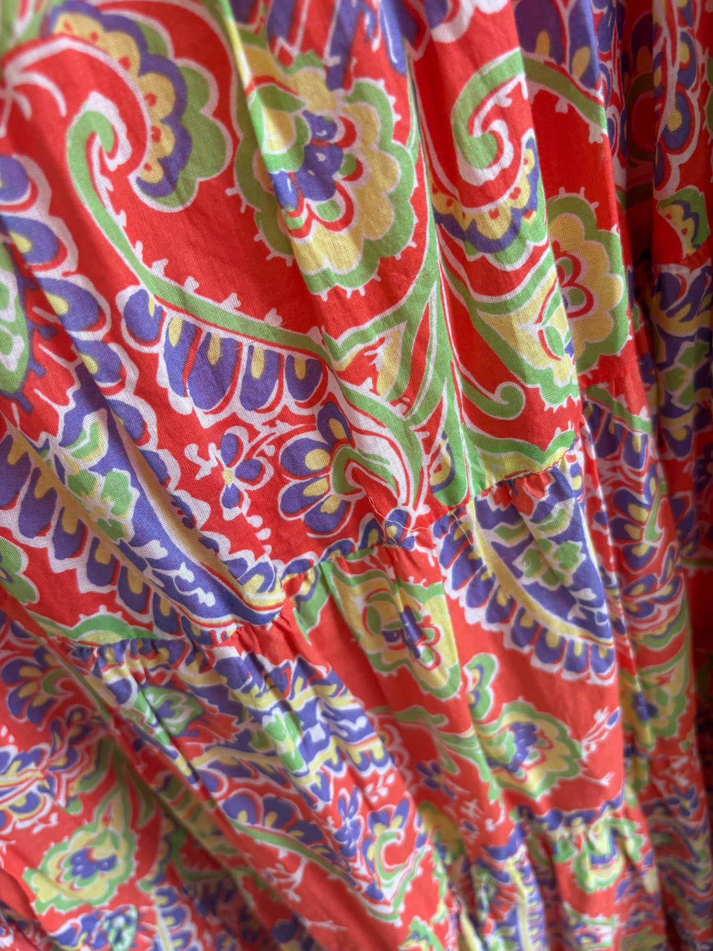 Women's Lauren Ralph Lauren Long Peasant Skirt Orange Paisley - Size Small