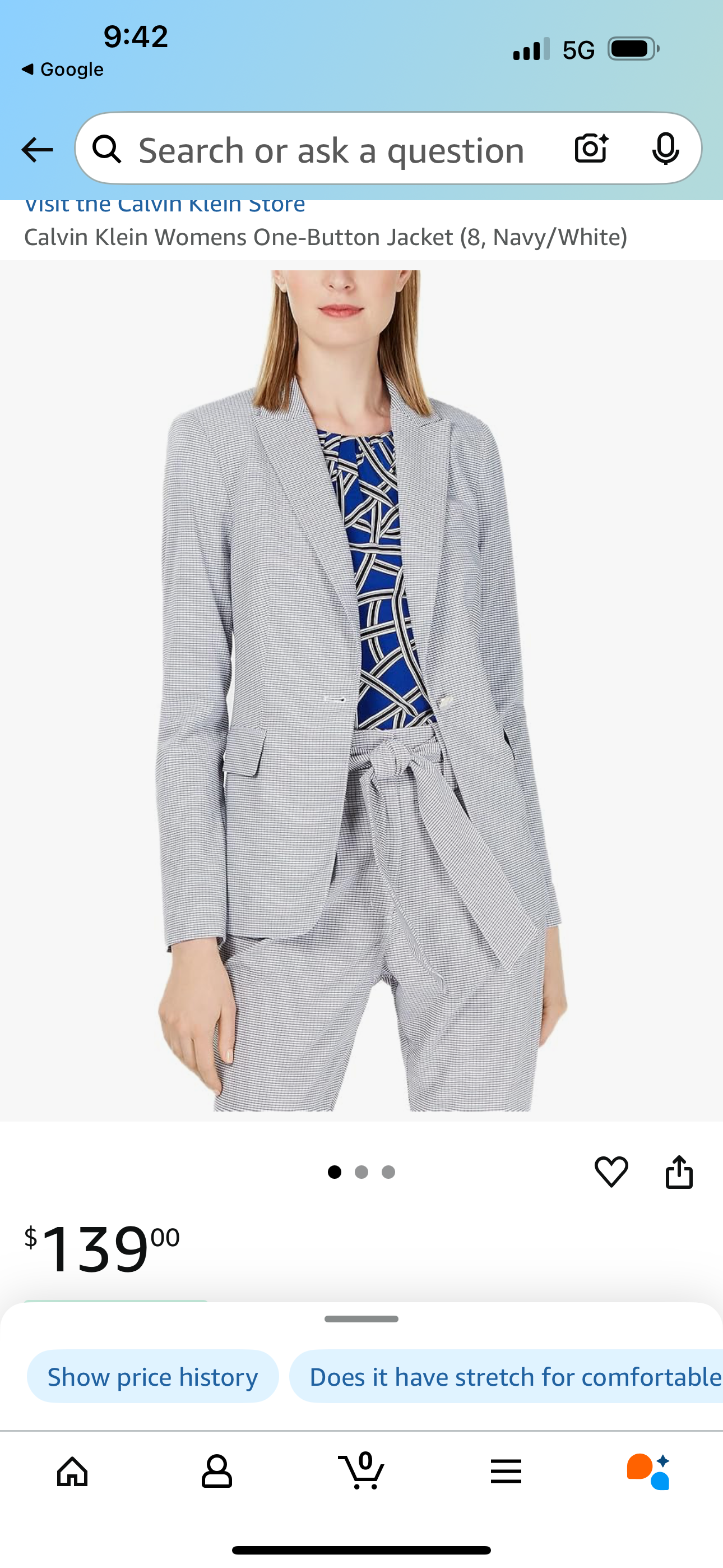 Women’s Petite Calvin Klein Petite Pant Suit Blue White - Size 12 and 14 (see description)