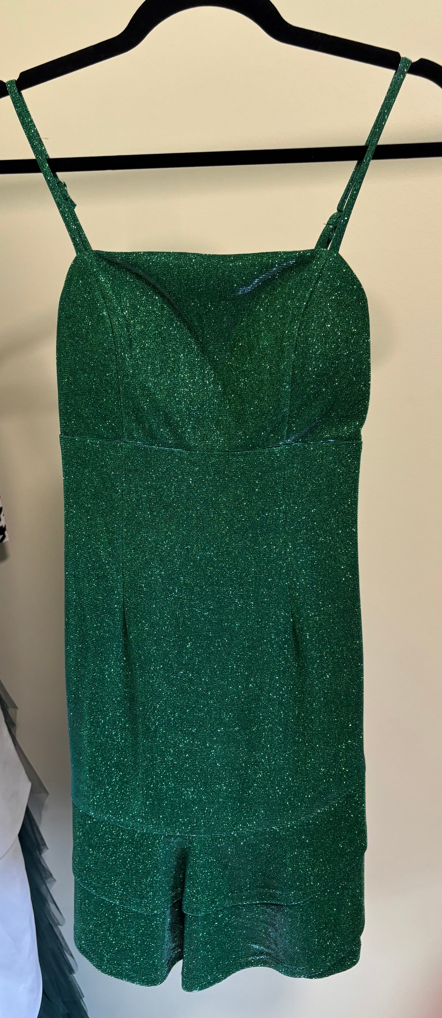Women's Midnight Doll Cocktail Prom Party Mini Dress, Green Sparkle - Size 5