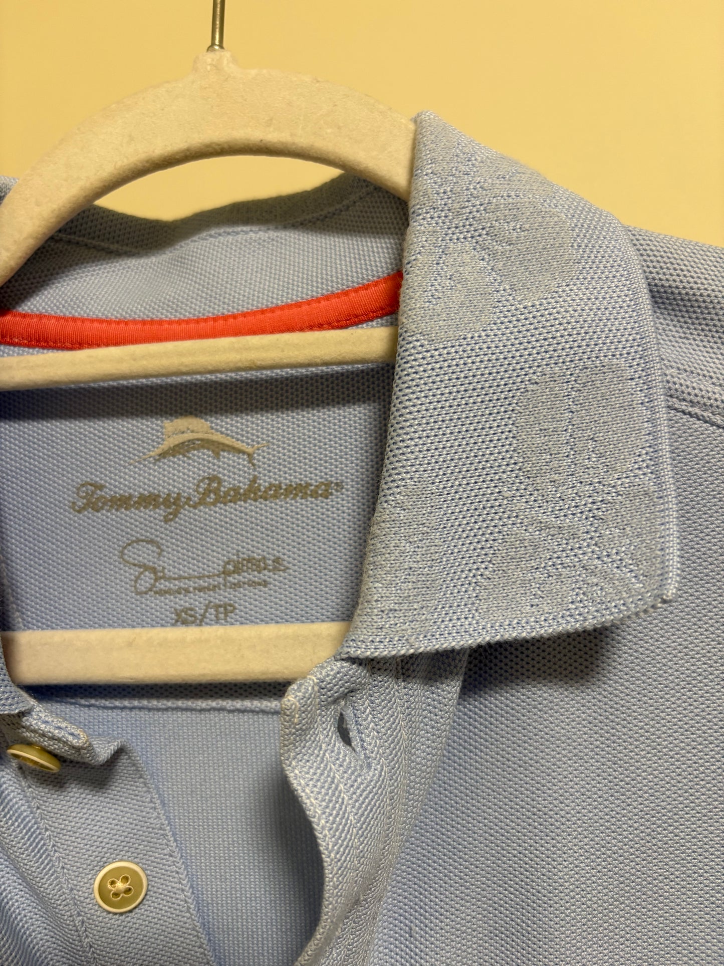 Unisex Tommy Bahama Polo Shirt - Sky Blue Supima Cotton Short Sleeve - Size XS