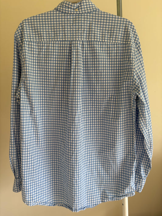 Men's Tommy Hilfiger Button Up Long Sleeve Classic Fit, Blue Gingham - Size Large