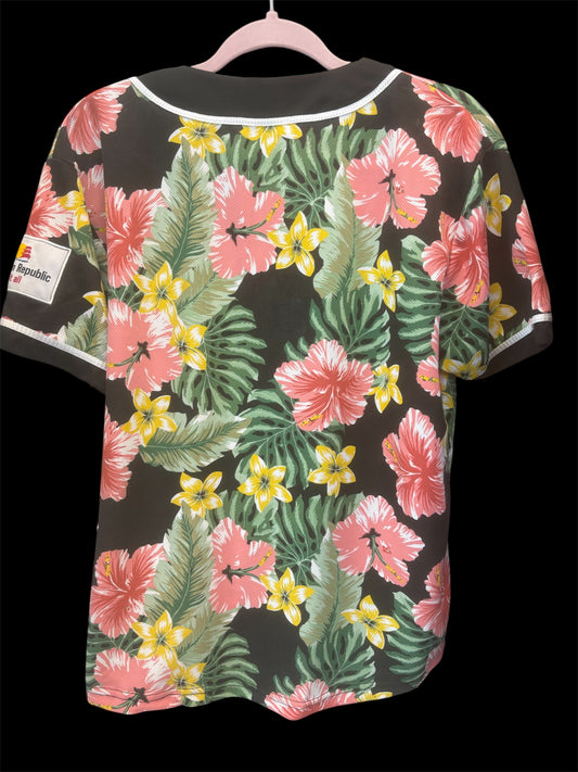 D - Florida Miami Marlin Dominican Republic Hibiscus Jersey - Size YXL