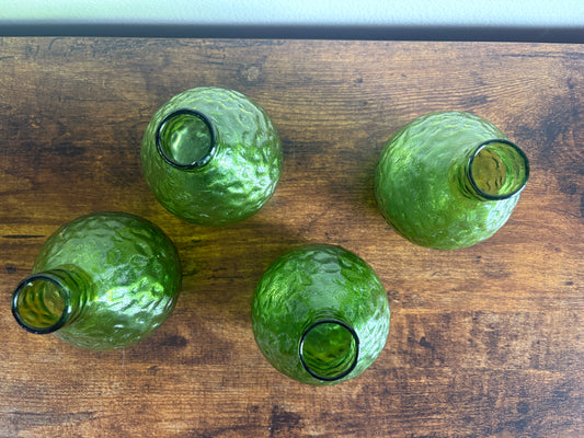 One left! Crate & Barrel Lime Green Glass Textured Cali Vase 5.25" high