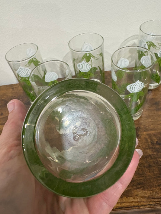 Vintage Libbey Orchid Flower Tumblers, Drinking Glasses - Set Of 6