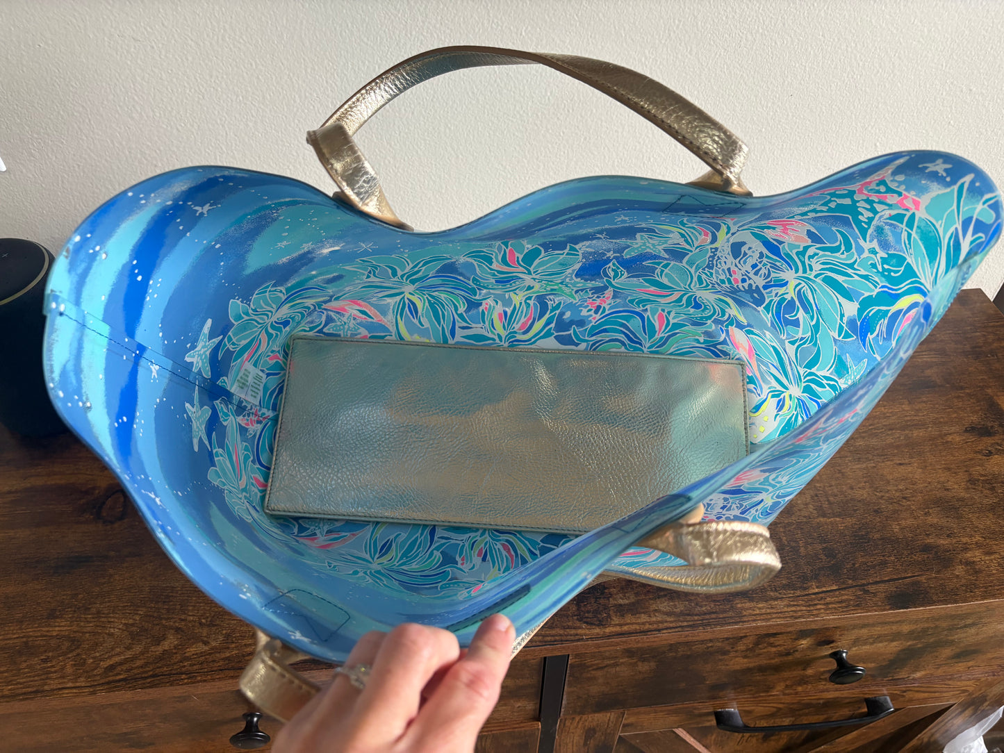 Lilly Pulitzer PVC Breezy pool tote with matching pouch (2pc) - Bennet Blue Celestial Sea