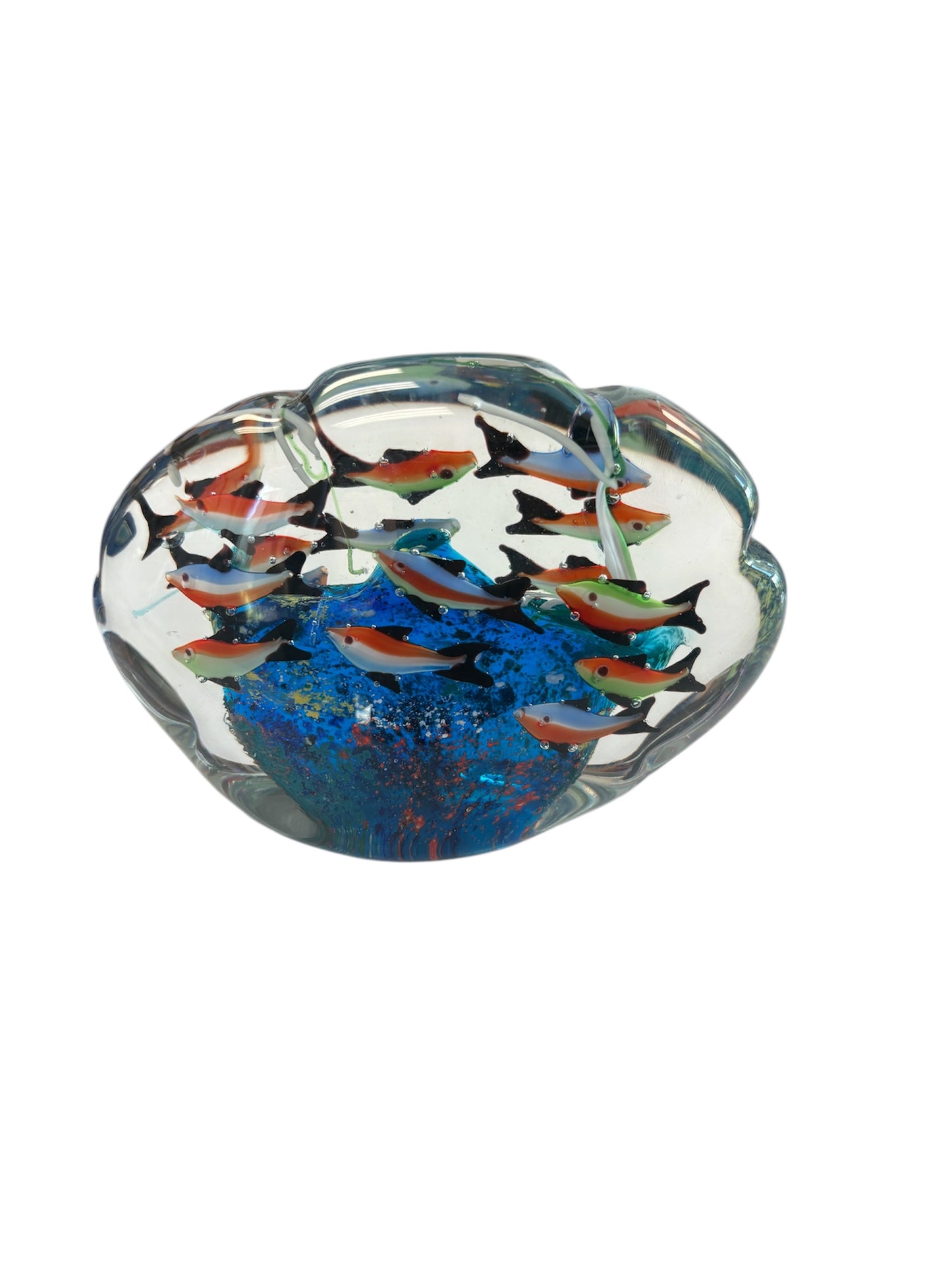 D - Murano Style Blown Glass Fish Aquarium Paperweight