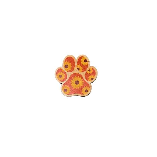 Summer Flowers Dog Paw Print Magnet