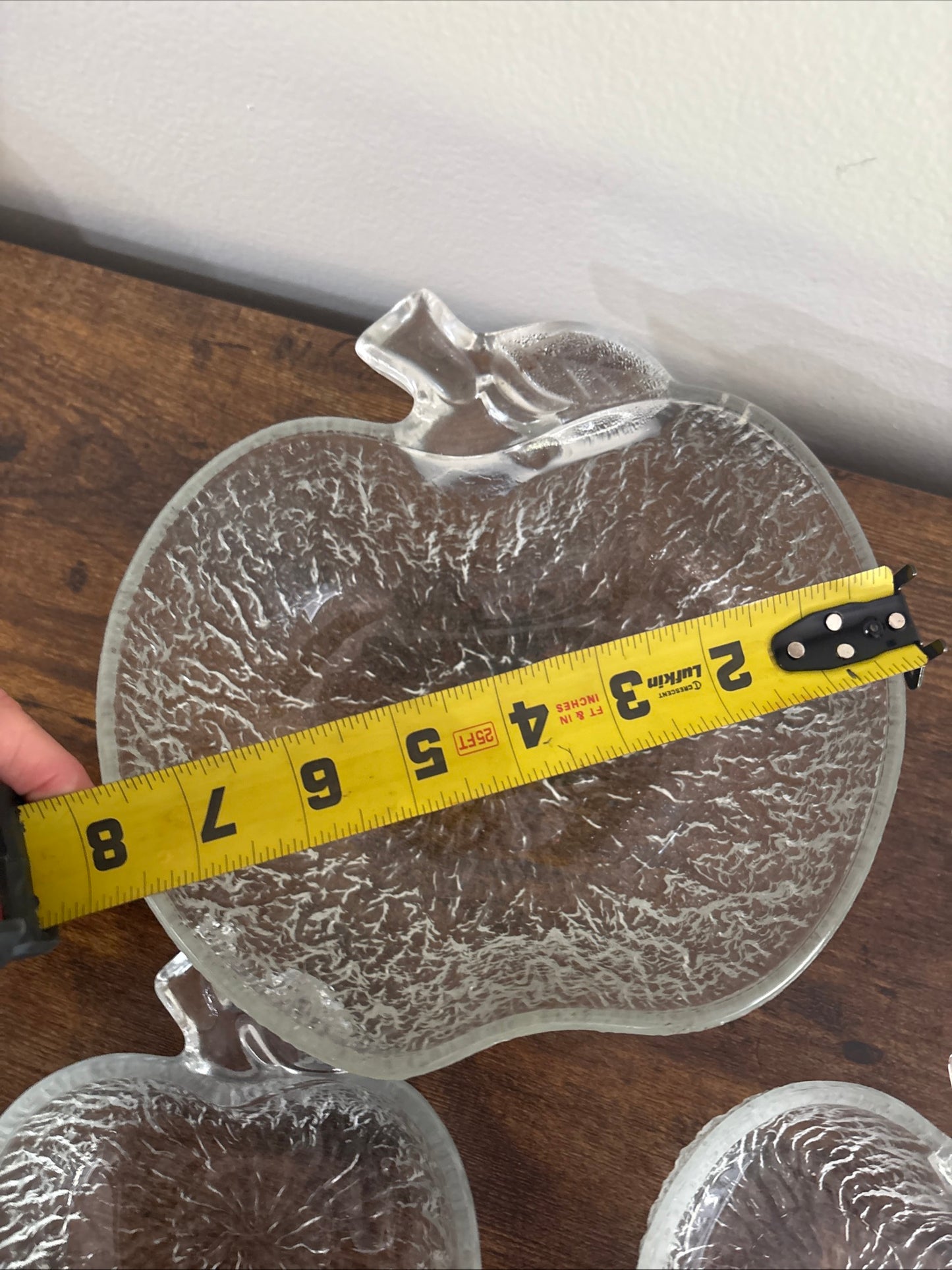 Glass Apple Shaped Bowls, Textured, Vintage - Set Of 4