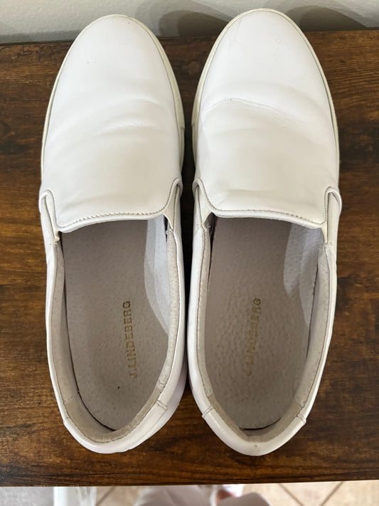 Men's J. Lindeberg Leather Slip-on Shoes, White - Size 9