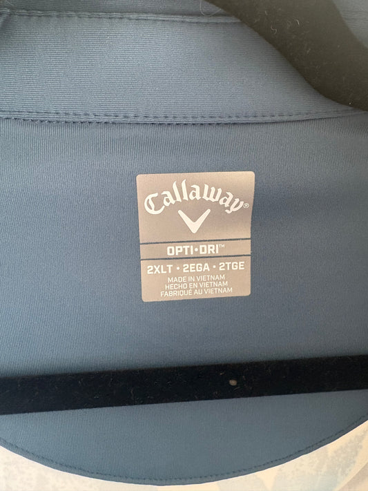 Men's Callaway Opti-Dri Golf Shirt, Blue Teal & White, UPF 50, Stretch -Size 2XLT Tall 2XL XXL