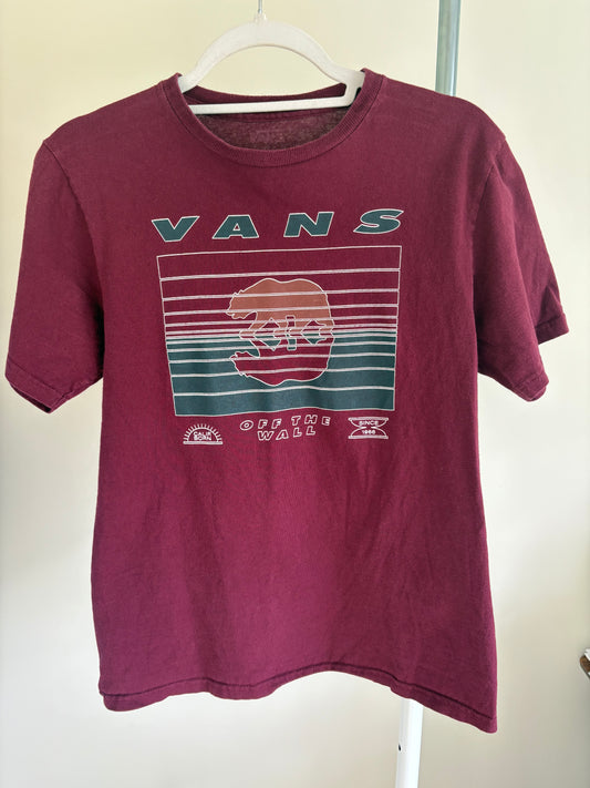 Unisex Kid VANS Off The Wall Short Sleeve Shirt, Burgundy - Size XL