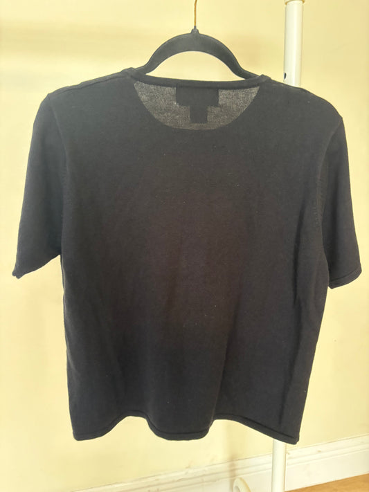Women's Casual Corner Black Short Sleeve Sweater Size L