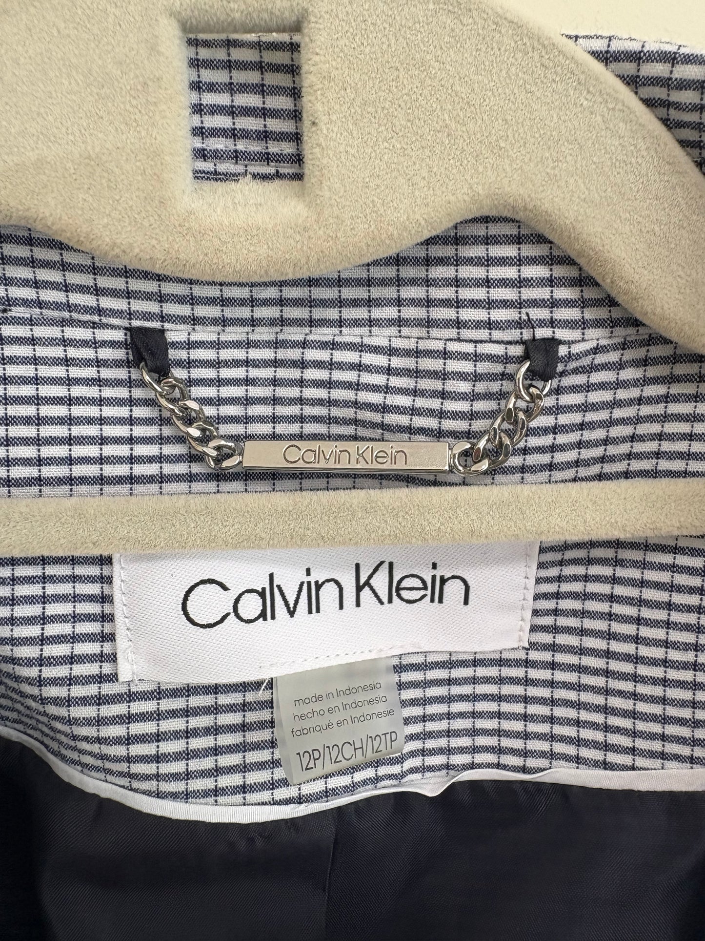 Women’s Petite Calvin Klein Petite Pant Suit Blue White - Size 12 and 14 (see description)