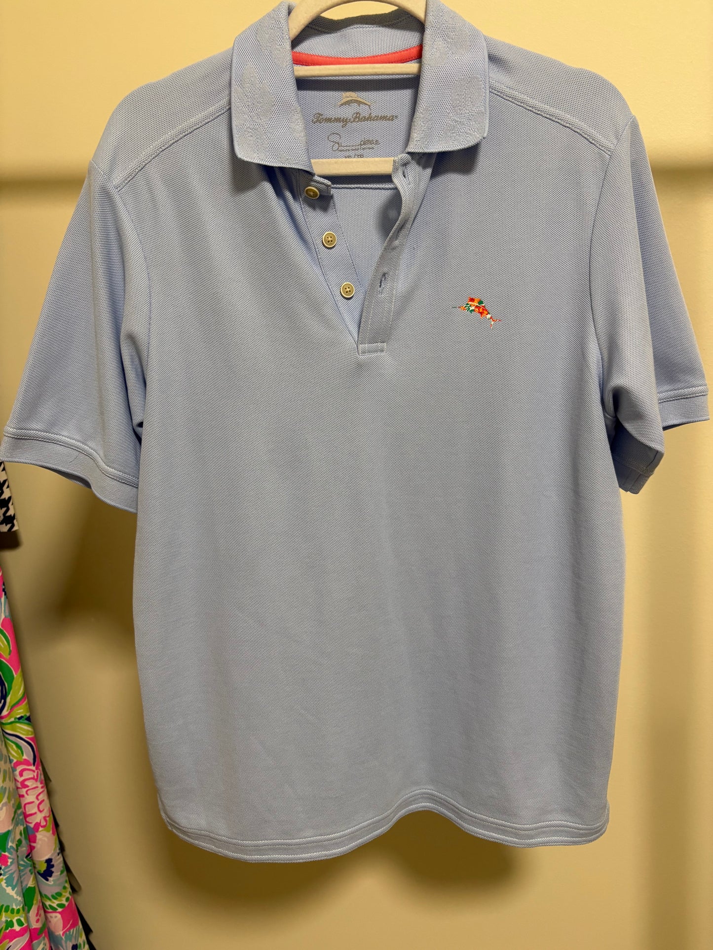 Unisex Tommy Bahama Polo Shirt - Sky Blue Supima Cotton Short Sleeve - Size XS