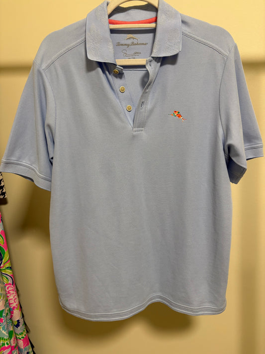 Unisex Tommy Bahama Polo Shirt - Sky Blue Supima Cotton Short Sleeve - Size XS