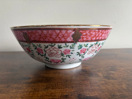 Vintage 1940s Japanese Porcelain Ware ACF Hong Kong Encased Floral Bowl