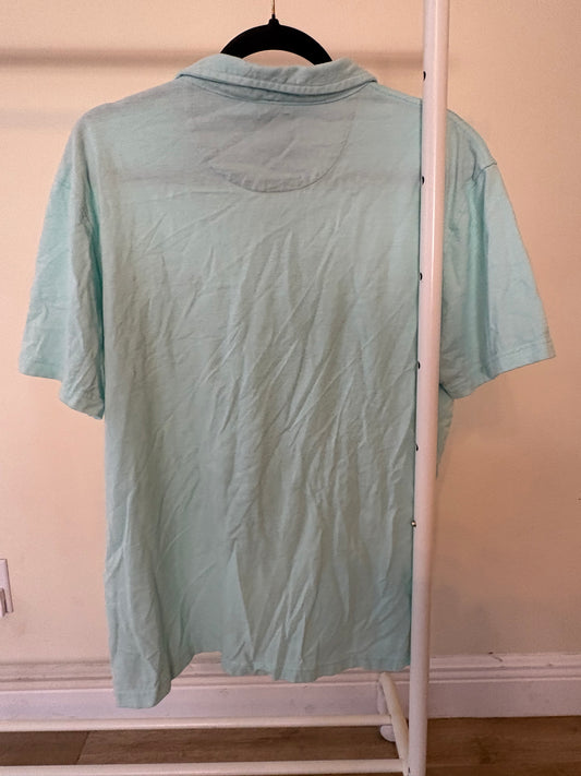 Men's Quiksilver Blue Aqua Teal Blue Polo Shirt Extra Large XL