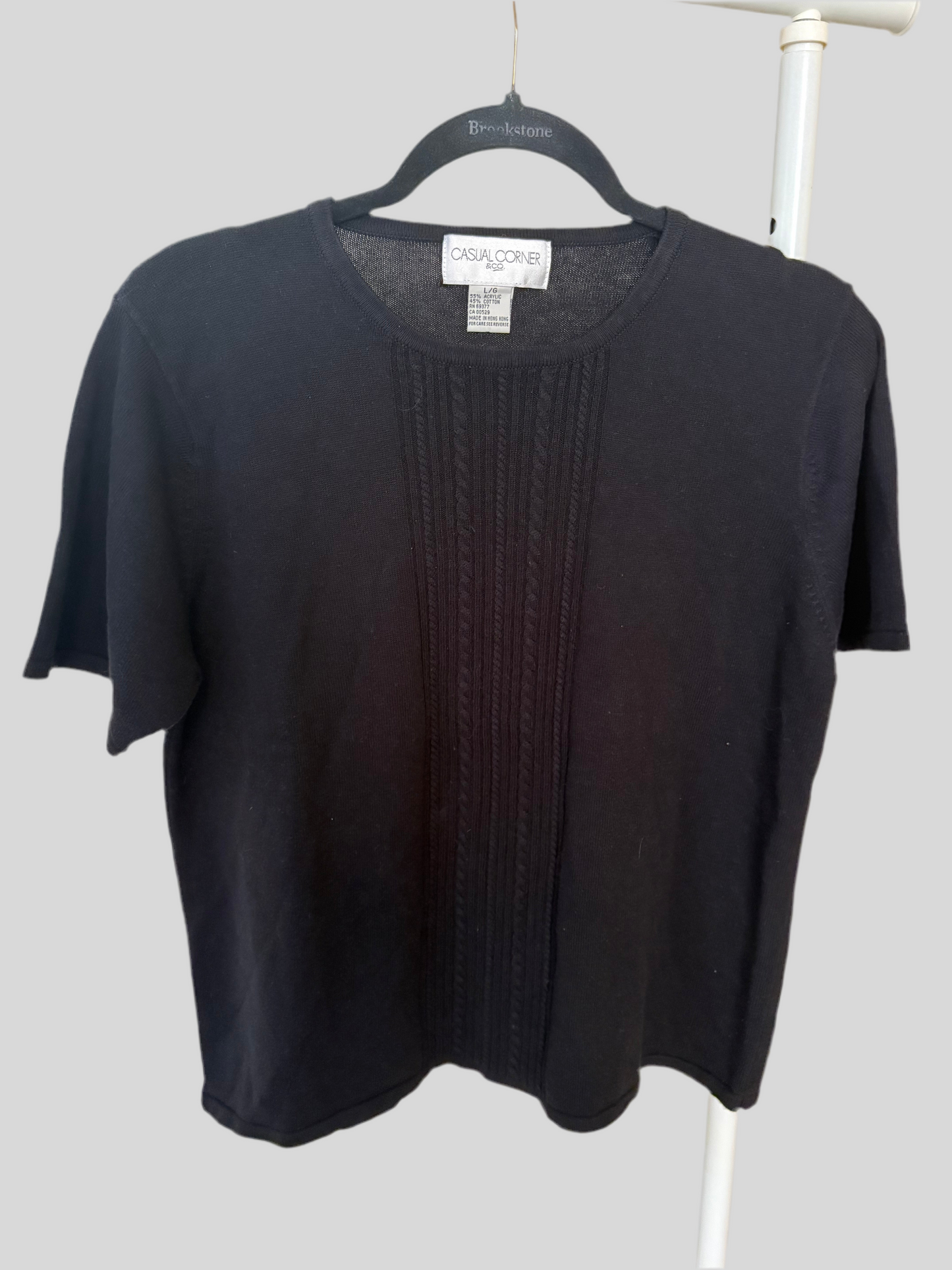 Women's Casual Corner Black Short Sleeve Sweater Size L