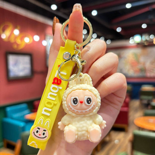Cute Silicone Labubu Keychain - Yellow
