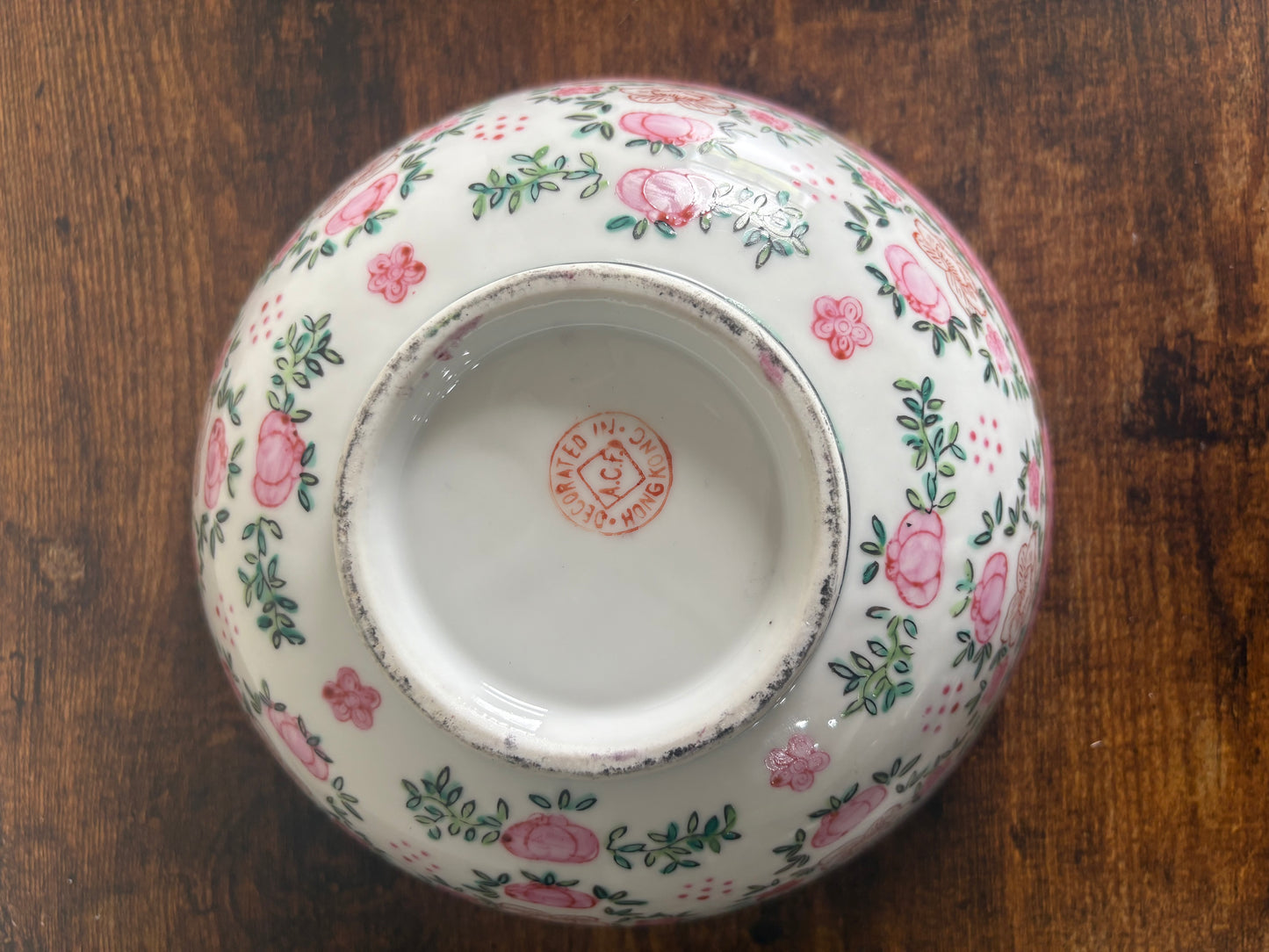 Vintage 1940s Japanese Porcelain Ware ACF Hong Kong Encased Floral Bowl